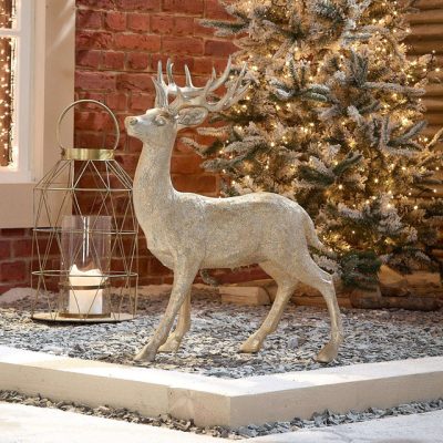the-winter-workshop-76cm-standing-reindeer-resin-figure-gold