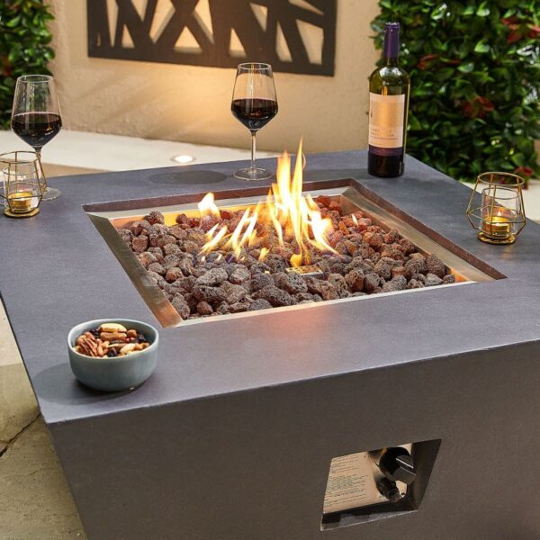 Nova - Fireglow Perth Square Gas Firepit Coffee Table with Wind Guard