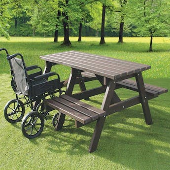 Wheelchair Access Standard Picnic Table - 4 Person - Dark Brown