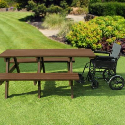 Wheelchair Access Standard Picnic Table - Extended Top - 7 Person - Dark Brown