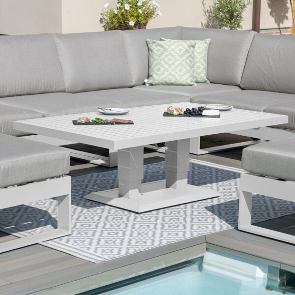 Maze - Amalfi Large Corner Dining Set with Rectangular Rising Table and Footstools